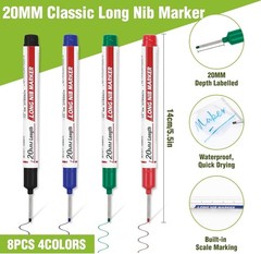 Versatile Long Nib Markers 8pcs Waterproof for DIY Projects and Fabrication