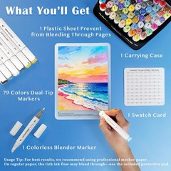 80 Colors Dual Tip Alcohol Markers Set – Chisel & Fine Tips, High Ink Capacity,