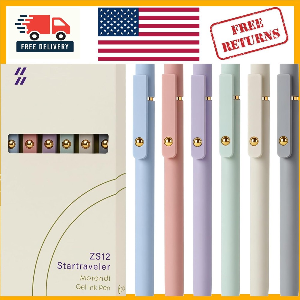 Morandi-Inspired Gel Pens 6pcs, Retractable 0.7mm Black Ink, Perfect for Gifts