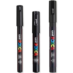 3pc Waterproof Paint Marker Pens, Art Markers, All Sizes & Colours Set