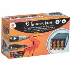 12pk Twinmarkers Graphic Drawing Painting Alcohol Dual Tip Pens Set Oranges