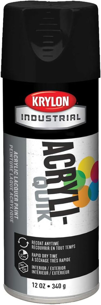 K01613A07 Acryli-Quik Lacquer Semi-Flat Black, 12 Ounce (Pack of 1)