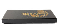 Vintage Japanese Calligraphy Set Handpainted Floral Design in a Lacquered Box