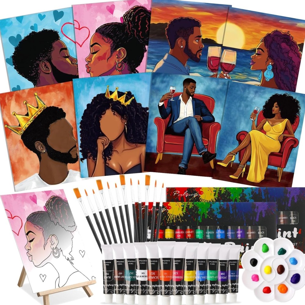 36 Pcs Paint and Sip Kit for Adults 8”x10” Pre Drawn Canvas for Painting DI…