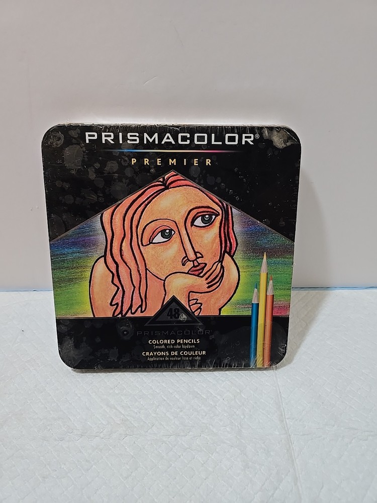 PRISMACOLOR PREMIER COLORED PENCILS Set of 48 in Metal Tin Drawing FINE ART EUC