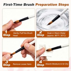 24Pcs Watercolor Brush, Watercolor Paint Brush, White Barrel, 24 Brushes