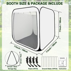 Pop Up Paint Booth 6x6x6ft Portable Spray Tent with Black Floor, Mesh Door an…