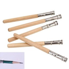 5PCS Odd Head Art Pencil Lengthener Natural Wood Color 13*1*1cm Metal+Wood