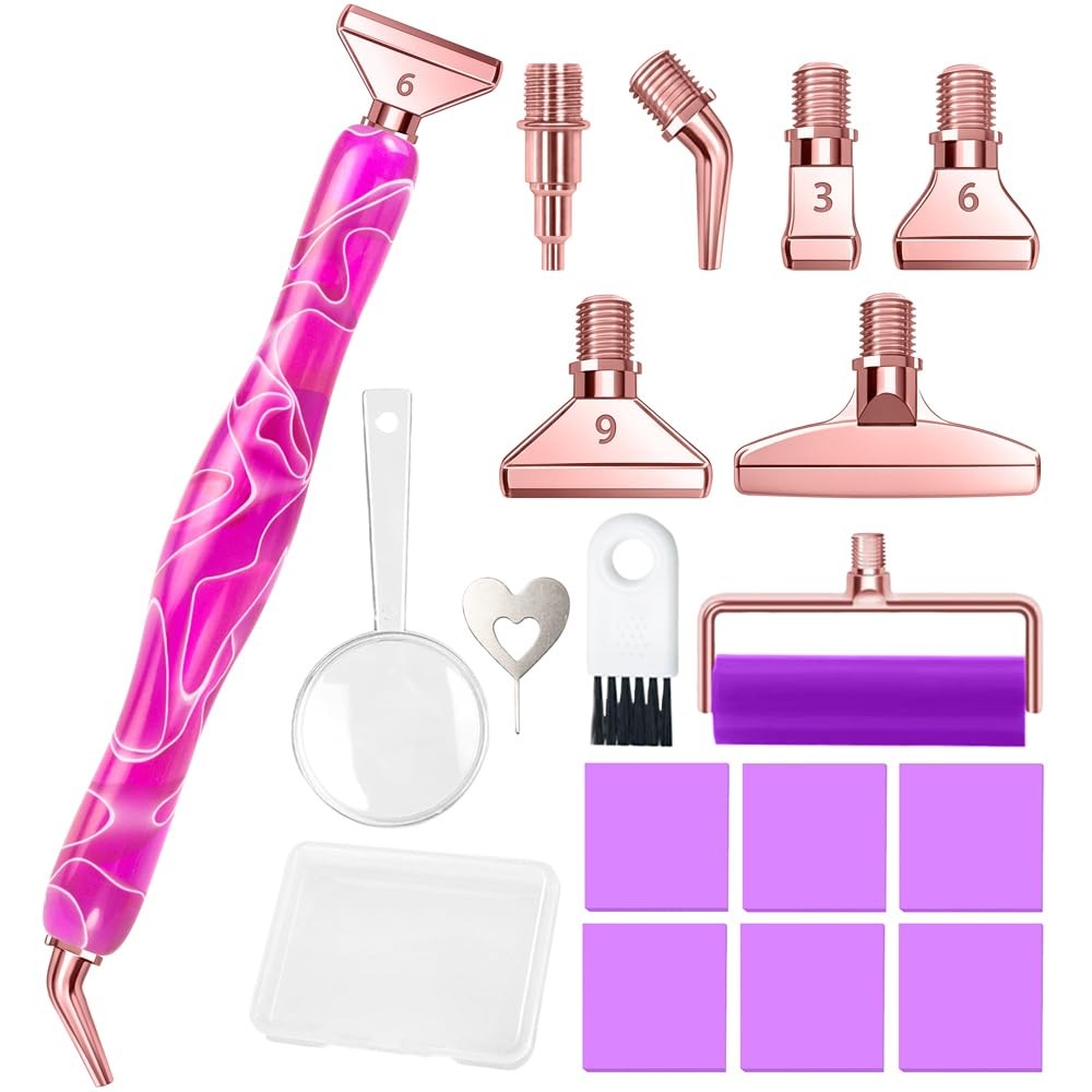 RaySoar Diamond Art Pens 6.3 inches, Blooming Purple-Rose Gold Tips