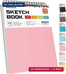 Soucolor Cute Sketch Book 9″ x 12″ for Teen Girls,Sketchbook 100 Sheets Spiral N