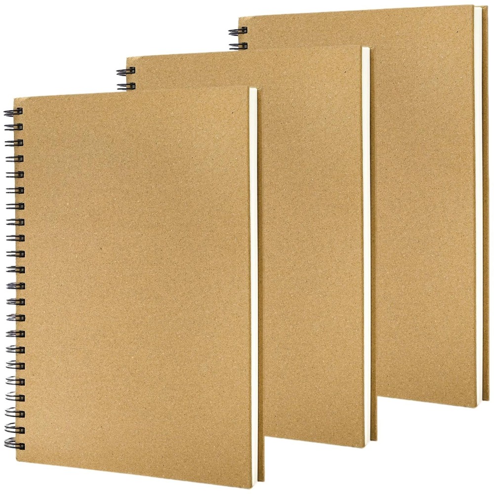 3 Pack 8.5 x 11 Inch Spiral Sketchbook, Hardcover Blank Notebook Journal, 60 …