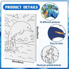 Tinlade 12 Pcs 7.9 x 9.8 Inch Pre Drawn Canvases for Animal Style, White