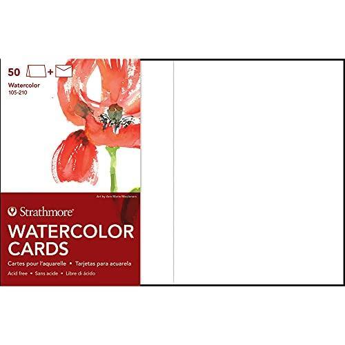 Strathmore 105-210-1 Watercolor Cards, Cold Press, 5″ x 6.875″, 50 Envelopes,