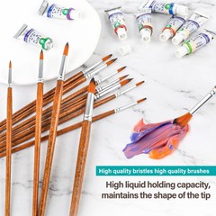 Thinp Watercolor Painting Brush Set 12Pcs Round Pointed Tip Artist Paint Brus…