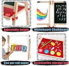 Easel for Kid,Height Adjustable Wooden Art Easel,Whiteboard Chalkboard with Pape