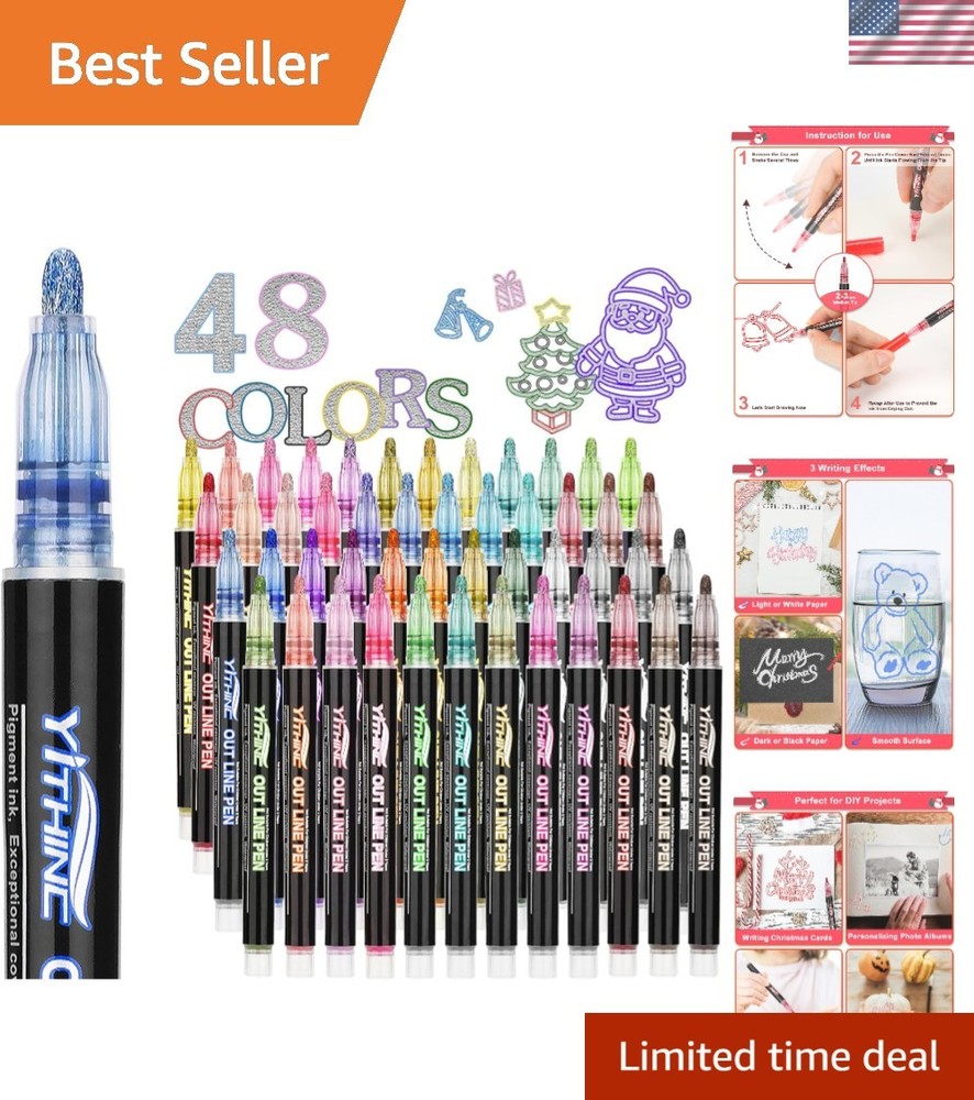 48 Metallic Shimmer Glitter Gel Pens – Ideal Art Supplies for Tween Girls