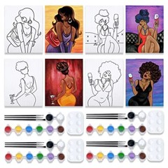 Vochic Paquete De 4 Lienzos Kit De Pintura Lienzo Predibujado Para Pintar Par…