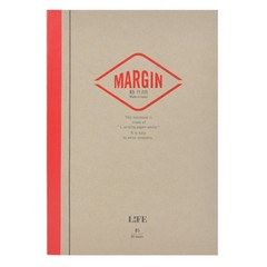 Life Margin Plain Notebook [Bound On Side]: 7 in. x 10 in. Tan/Red Cover, Blank