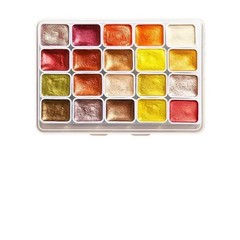 20 Colors Metallic Watercolor Paint Set Portable Box Shiny Pearl Pigments Art