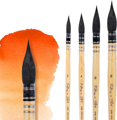Natural Squirrel Hair Professional Watercolor Paint Brush, Round Pointed Paintbr