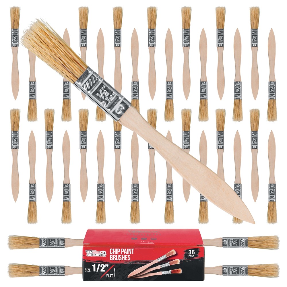 US Art Supply 1/2″ Chip Brushes Paint Glue Adhesives Touchups 1/2 Inch Lot of 36