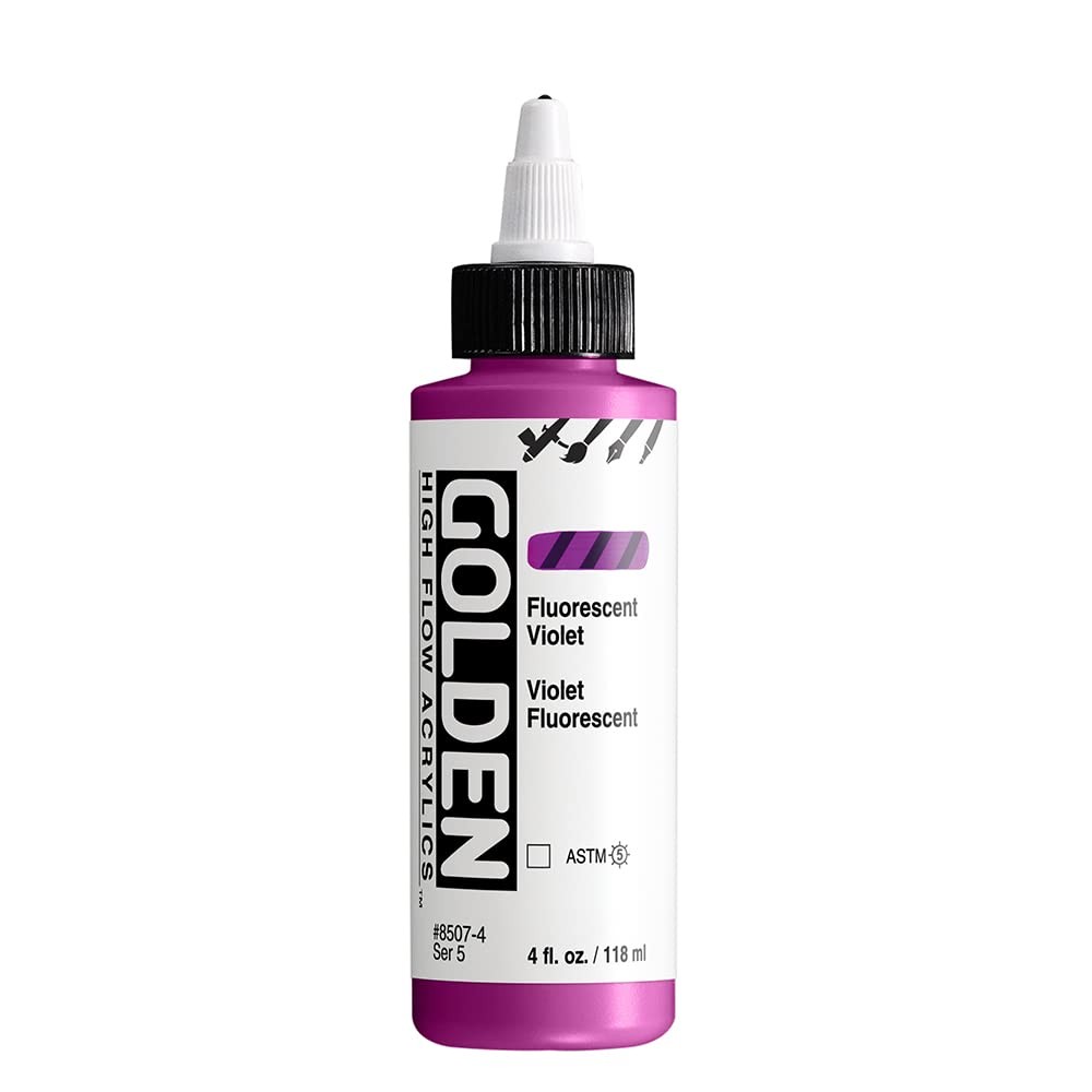High Flow Acrylics by GOLDEN, Fluorescent Violet, 4 fl. oz. Bottle, Professio…