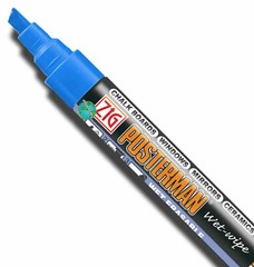 Metallic BLUE Liquid CHALK Marker Pen 6 mm Chisel TiP Wet Wipe ZIG POSTERMAN 125
