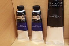 Oil Paint Lot of 8 NEW Master’s Touch (2) 6.8 oz Black & Yellow (6) 1.7 oz Blues