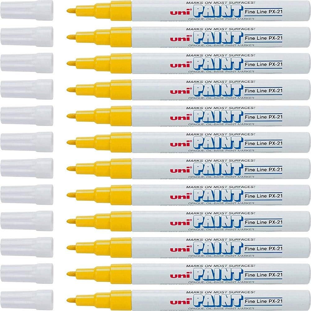 Uni-Paint 63705 PX-21 Oil-Based Paint Marker, Fine Point, Yellow 12-Count