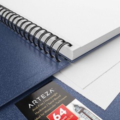 Arteza Watercolor Book, Spiral-Bound Hardcover, Blue, 9″ x 12” – Pack of 2