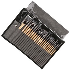 24Pcs Reusable Nylon Painting Brush Kit Grey Wood Handle for Home Art Supplies