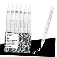 6 White Acrylic Paint Markers, 0.7mm Extra Fine Tip 6 White Acrylic Markers