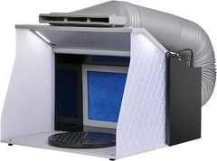 Airbrush Spray Booth Dual Fan Exhaust 4Light Detachable Turntable Extension Hose