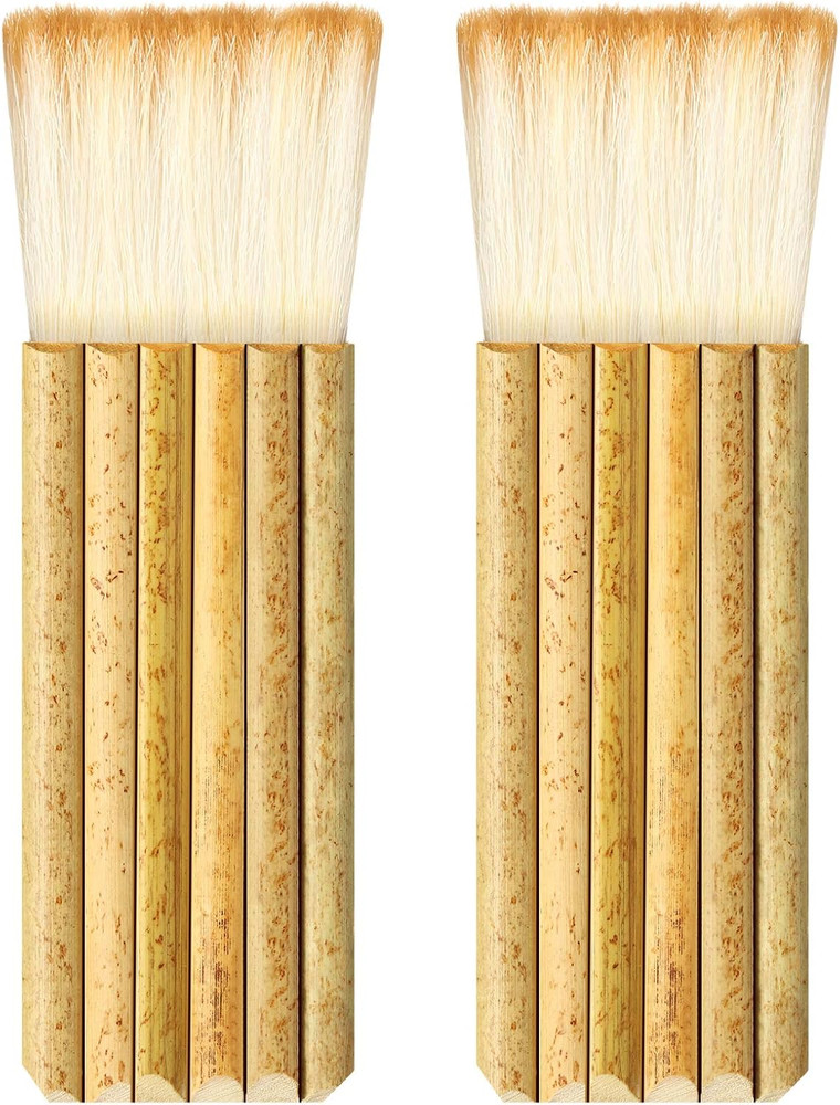 2 Pcs Hake Brush for Watercolor Bamboo Blender Ceramics Glaze Paint Brush Artist