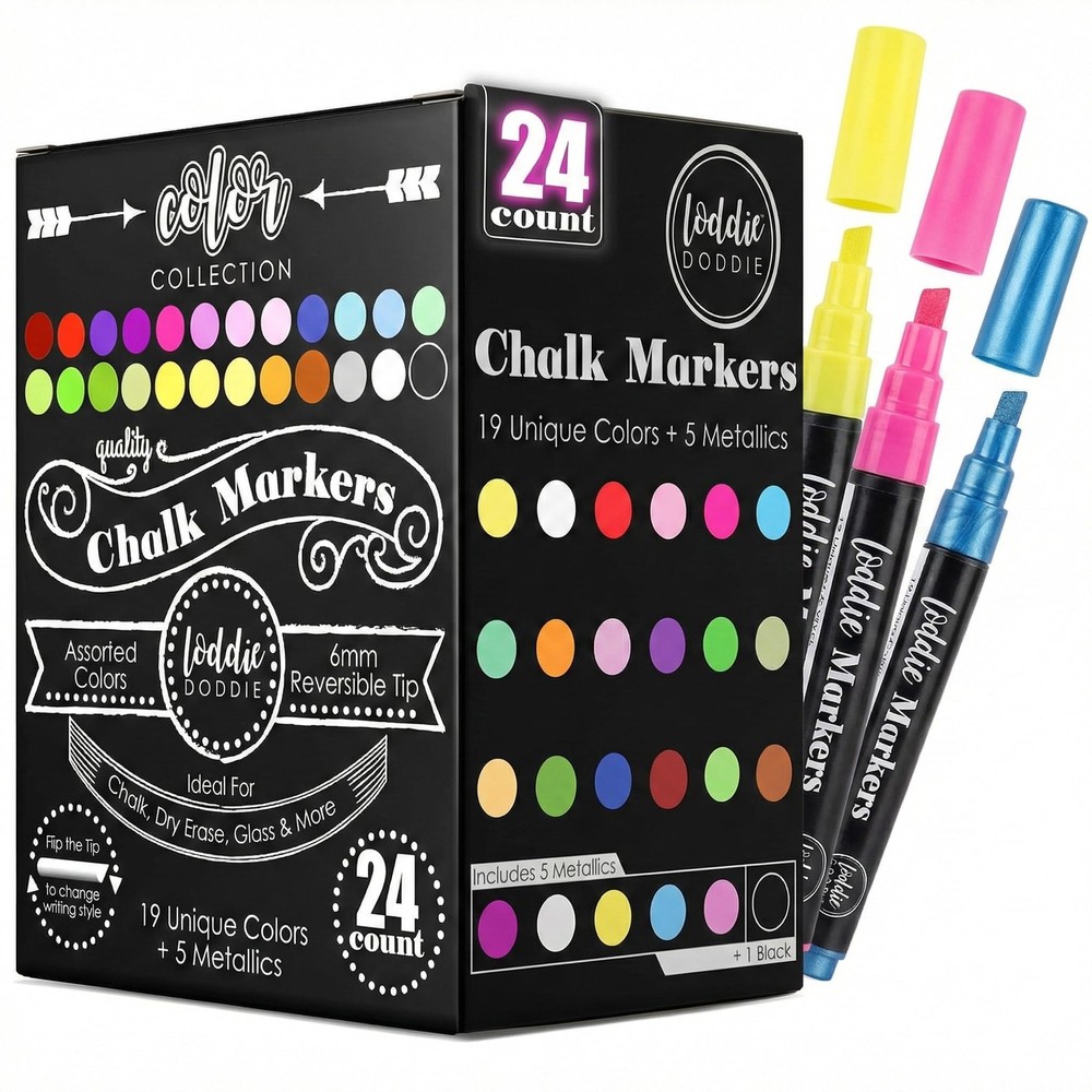 Loddie Doddie Chalk Markers – Pack of 24, 6mm 1 Count (Pack 24), Glass