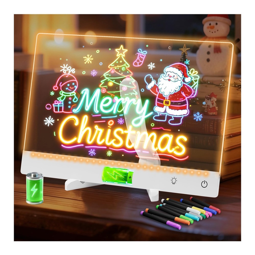 Rechargeable LED Note Board with Colors, 13.7×10 Lumi LED Drawing Board Acryl…