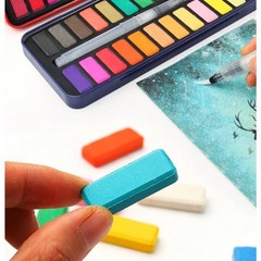 Portable Watercolor Workbook with 24 Colors Solid Paint Palette Set for Beginner