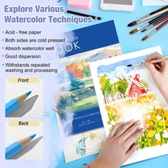 9×12 Inch Watercolor Paper Pad 140lb/300gsm Cold Pressed Blue Art Sketchbook