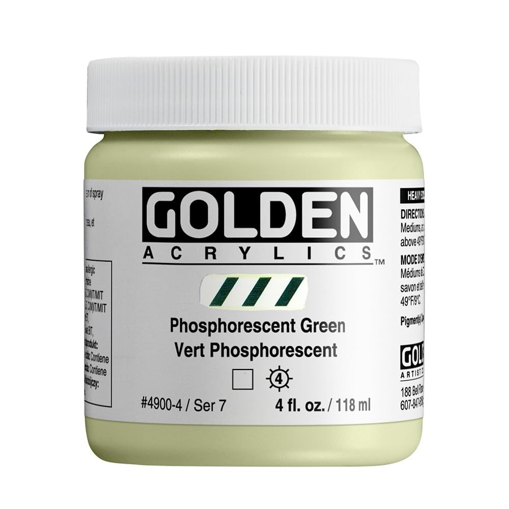 Heavy Body Acrylics, Phosphorescent Green, 4 fl. oz. Jar, Professional Acryli…