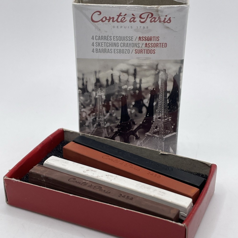 New NIB Conte a Paris Mini Pocket Crayon Color Matchbox Pack Art Sketch French