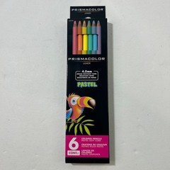 Prismacolor Junior Colored Pencils Pastel Soft Core 4.0mm Box of 6 Pencils NEW