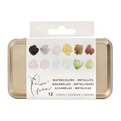 Paper Fashion Metallic Watercolors Paint Set 12 Colors