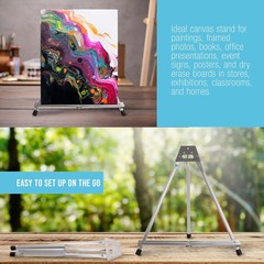 U.S. Art Supply 15-Inch Aluminum Tabletop Easel for Painting – Silver, Lightweig