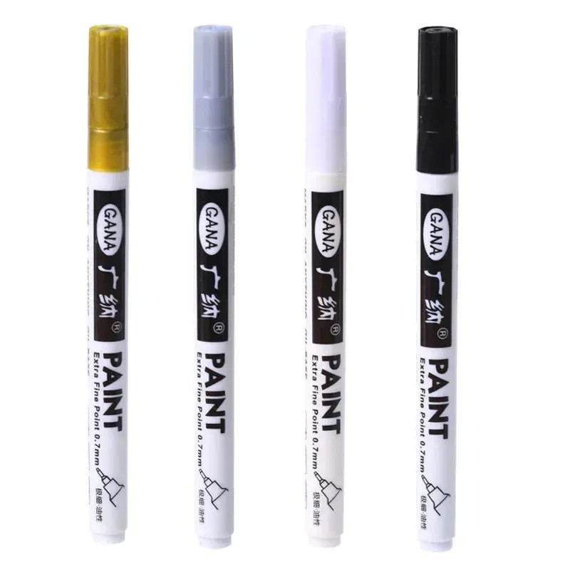 4Pcs/Set Oil Based White Black Permanent Paint Markers Pens 0.7Mm Extra Fine Wat