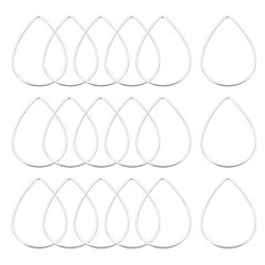 Teardrop Beading Hoop Link Open Bezel Charm Ring 0.86″x1.26″ Silver Tone 50pcs