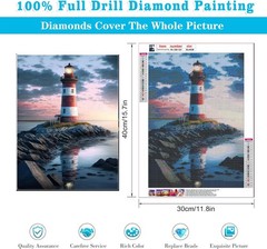 Diamond Painting Kits for Adults, Beach and Lighthouse 5D Diamond Art Kits for B
