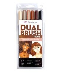 6 PCS 56236 Dual Brush Pen Art Markers Portrait Blendable Brush & Fine Tip