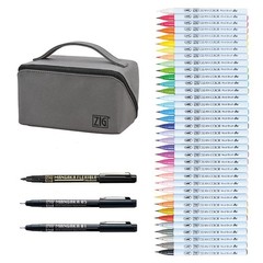 Kuretake Clean Color Real Brush + MANGAKA Pouch Included Large RBCN160/39V