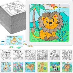 48 Pack 4.7” Jungle Animals Puzzles Bulk for Kids 3-5, 4-6, 6-8, Safari Wild…