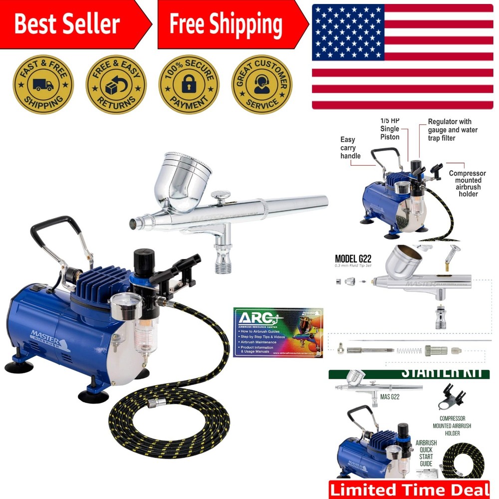 Professional-Grade Airbrush Set with High-Performance Compressor & 1/3 oz Cup